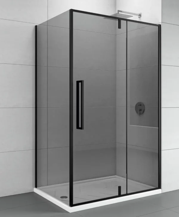 Tuš vrata Copen Absolut Black 80x200 sa pivot vratima i fiksnim staklom (C-02-B6200F) - Slika 3