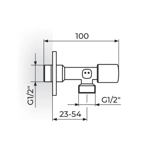 Ugaoni ventil 1/2" x 1/2" - STOLZ - duži KUTIJA  161L1212 - Slika 2