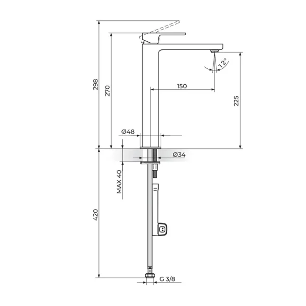 Baterija za lavabo - L - hladna voda  254109 - Slika 2