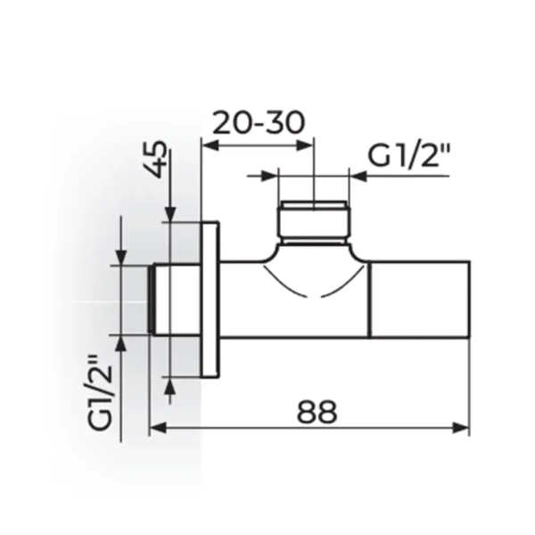 Ugaoni ventil 1/2" x 1/2" - S.2 - BLACK   261212B - Slika 2