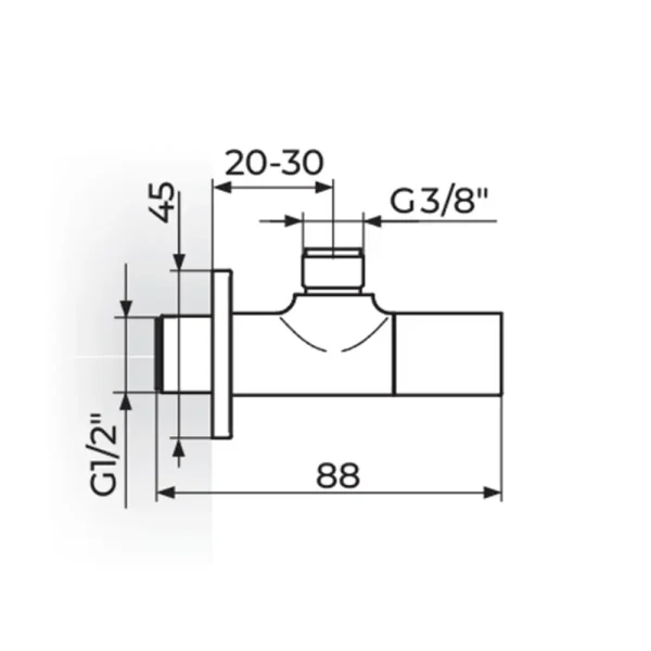 Ugaoni ventil 1/2" x 3/8" - S.2  261238 - Slika 2