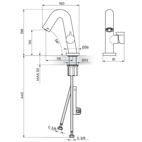 Baterija za lavabo  330101 - Slika 2