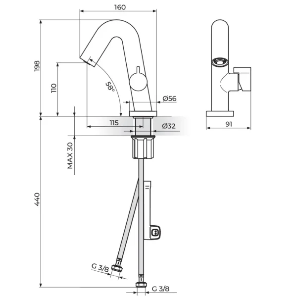 Baterija za lavabo  330101B - Slika 2