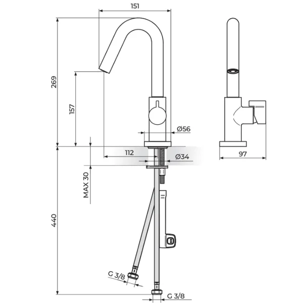 Baterija za lavabo  330201B - Slika 2