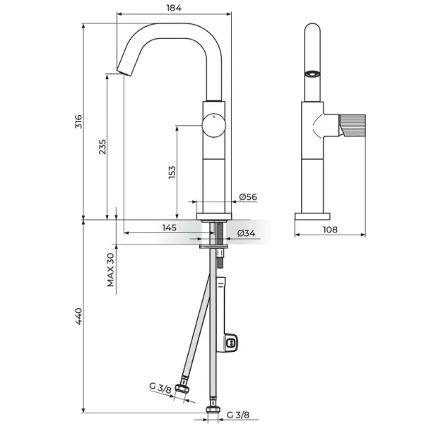 Baterija za lavabo L  430209 - Slika 2
