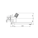 Zidni ventil za hladnu vodu - pokretni izliv 200mm 452200 - Slika 2