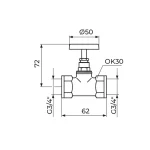 Propusni ventil bez ispusta 3/4" A12034 - Slika 2