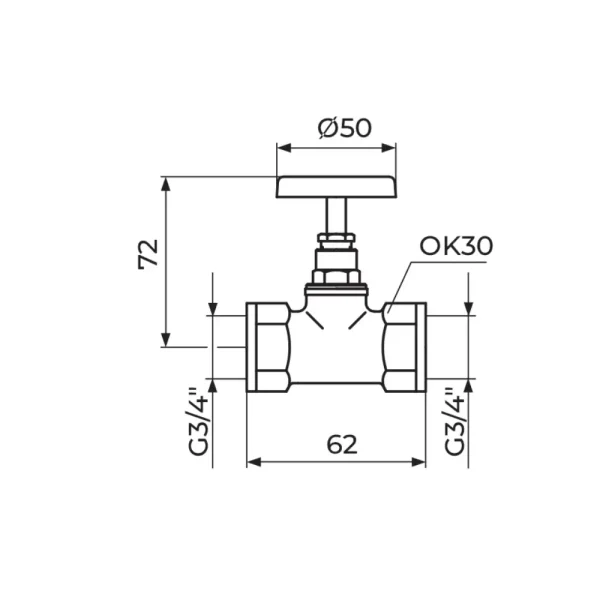 Propusni ventil bez ispusta 3/4" A12034 - Slika 2