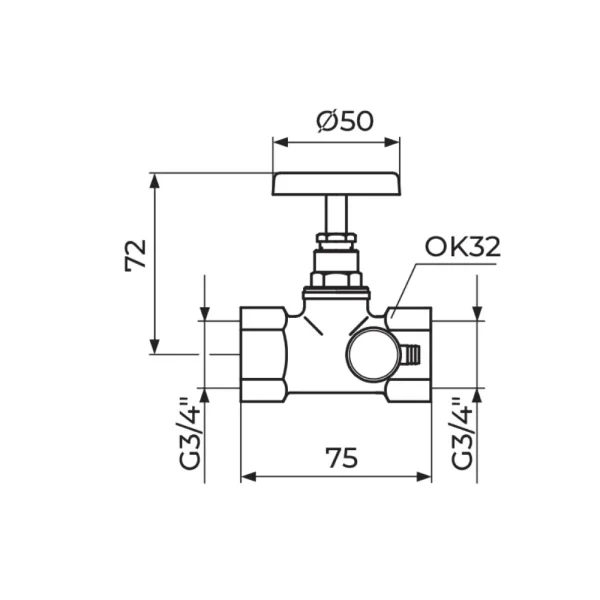 Propusni ventil sa ispustom 3/4" A13034 - Slika 2