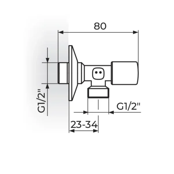 Ugaoni ventill 1/2" x 1/2" A611212 - Slika 2