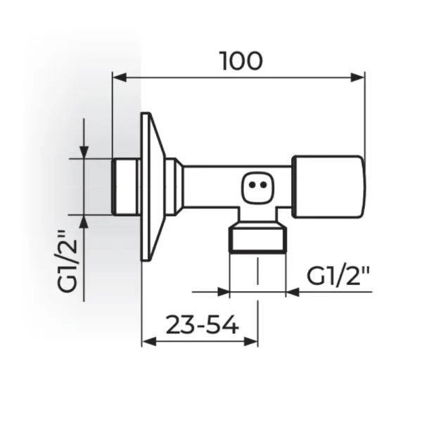 Ugaoni ventil 1/2" x 1/2" - duži A61L1212 - Slika 2