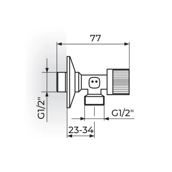 Ugaoni ventil 1/2"x1/2" - kugla A621212 - Slika 2