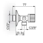 Ugaoni ventil 1/2" x 3/8" - kugla A621238 - Slika 2