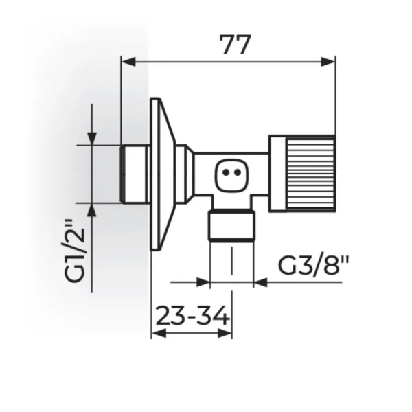 Ugaoni ventil 1/2" x 3/8" - kugla A621238 - Slika 2