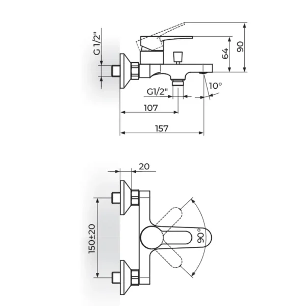 Baterija za kadu bez tuš seta B133100 - Slika 2